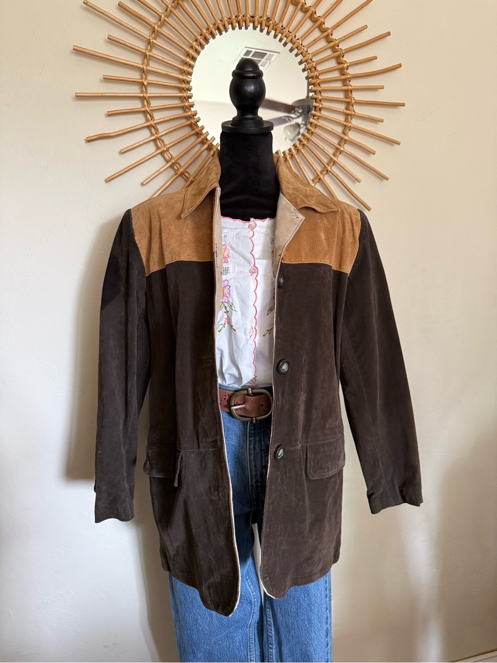 1990s/Y2K Two Tone Suede Jacket
